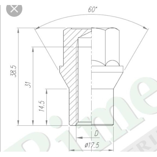 M12x1.5x38.5 HEX 19 mm Konuss Diska uzgrieznis