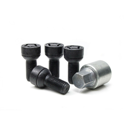 M14 x 1.5 x 27 mm HEX17 Sphere R13 AUDI Wheel Locking bolts EVO5 Black