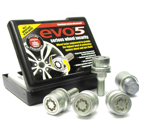 M12 x 1.25 x 23.5 mm HEX17 Flat PEUGEOT/CITROEN Riteņu drošības skrūves EVO5