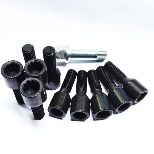 M12x1,5x32 Zvaigznes atslēga (20mm) tuninga skrūve (melna) (10 gab. + atslēga)