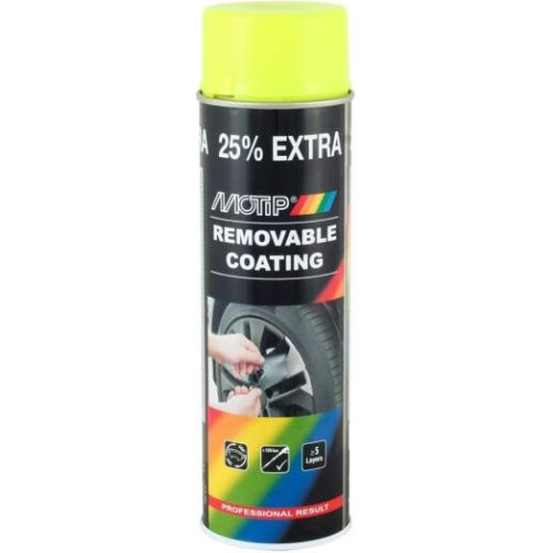 Rubber YELLOW wheel paint MOTIP sprayplast (500ml) 