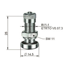 Ventīlis ALU diskiem Ø 8,3 x 25 mm