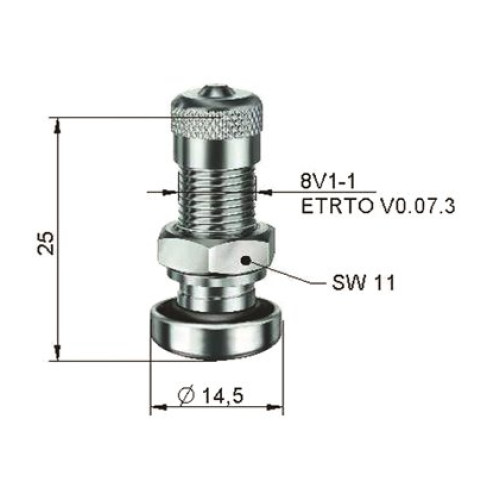 Ventīlis ALU diskiem Ø 8,3 x 25 mm