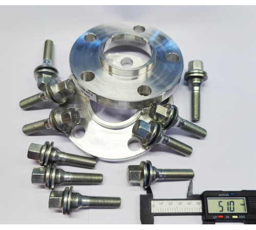 2gab. 15 mm Flanči 5x108 65.1 ar garām skrūvem M12x1.25mm ar plakano virsmu