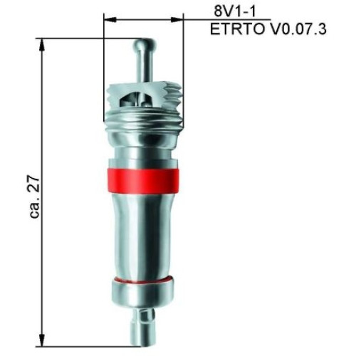 Valve stem core for industrial tires (short)