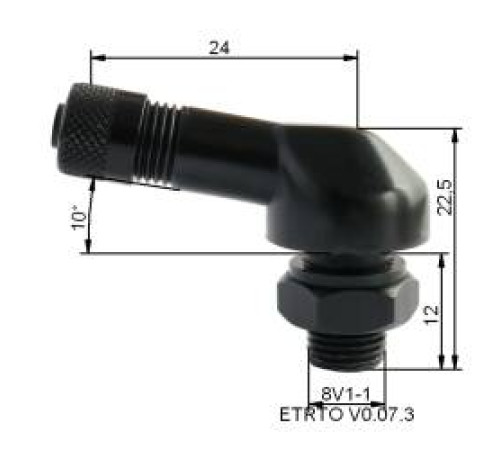 Moto valve Ø 8,3 mm (black) 90°