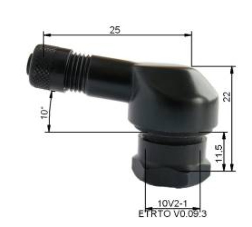 Motociklu ventīlis Ø 11,3 mm (melns) 90°