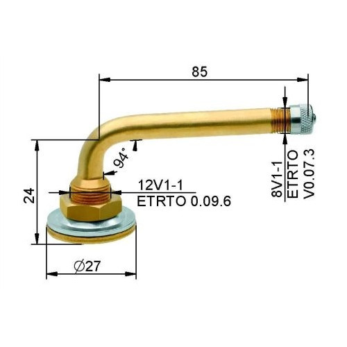 Kameru ventīlis VG12 85 mm (taisns)