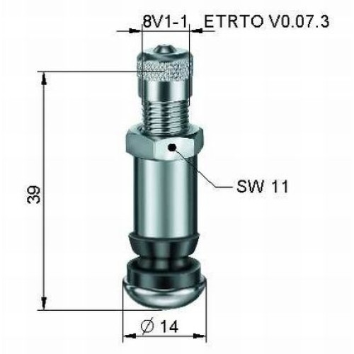 Ventīlis ALU diskiem Ø 8,3 x 38,5 mm (BBS ventilis)