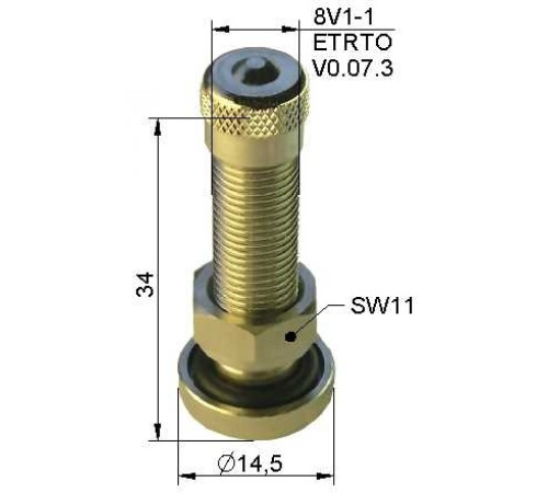 Metal valve Ø 8,3 x 34 mm
