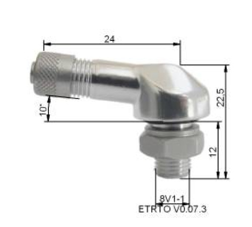 Moto valve Ø 8,3 mm (silver) 90°