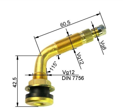 Gaisa/ūdens ventīlis Ø 16 x 57 mm (65°)