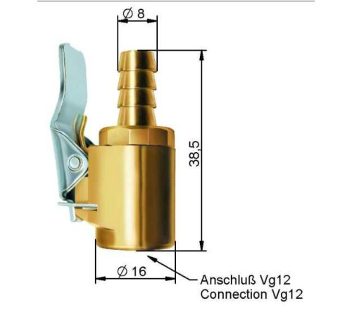 Riepu pumpēšanas nipelis8 x 15 mm