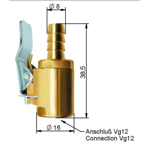Riepu pumpēšanas nipelis8 x 15 mm