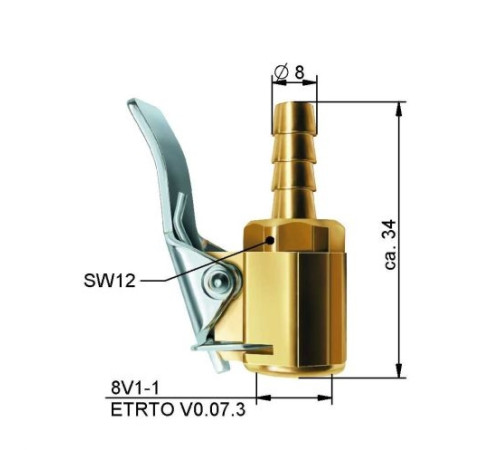 Riepu pumpēšanas nipelis8 mm