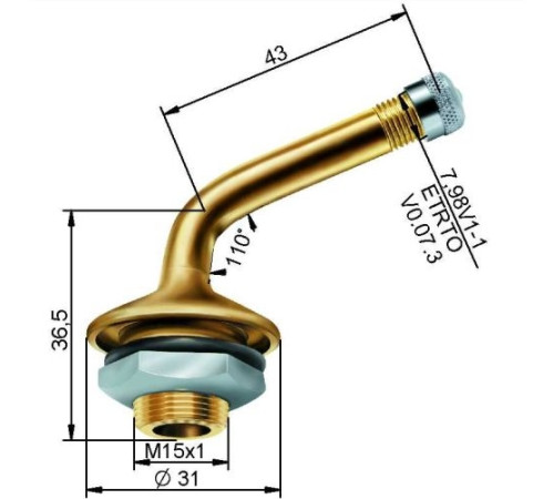 Kravas bezk, ventīlis Ø 20,5 x 44 mm