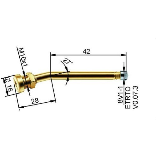 Kravas auto bezk, ventīlis Ø 9,7 x 70 mm (liekts 27°)