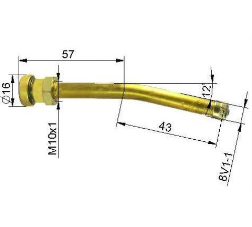 Kravas auto bezk, ventīlis Ø 9,7 x 100 mm (liekts 12°)