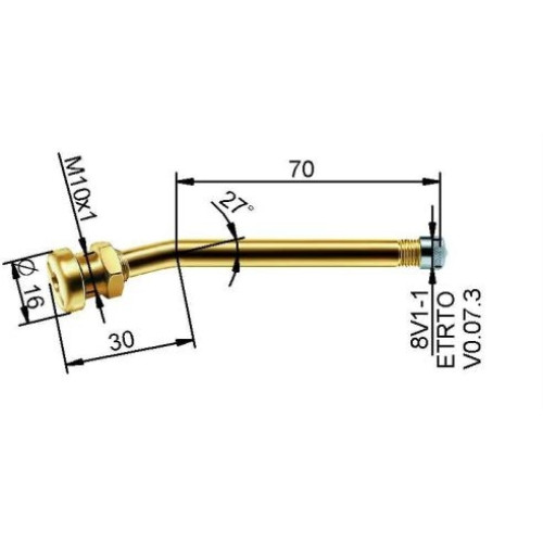 Kravas auto bezk, ventīlis Ø 9,7 x 100 mm (liekts 27°)
