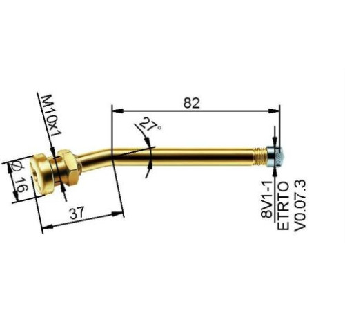 Kravas auto bezk, ventīlis Ø 9,7 x 119 mm (liekts 27°)