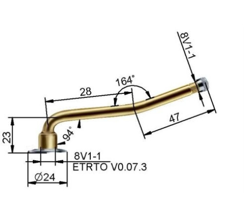 Kameru ventīlis VG8 75 mm (liekts)