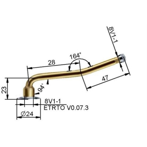 Kameru ventīlis VG8 75 mm (liekts)