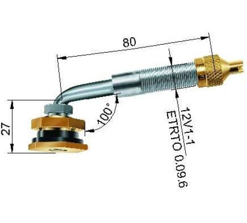 EM ventīlis Ø 20,5 x 80 mm (100°) ar pamatni