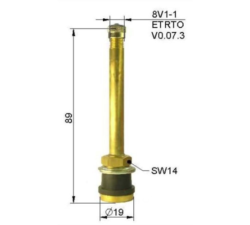 Kravas bezk, ventīlis Ø 16 x 89 mm (taisns)