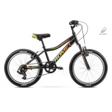 Bērnu divritenis 6 ātrumi Romet Rambler 20" Kid 1 Alumīnija rāmis 2021 black - orange