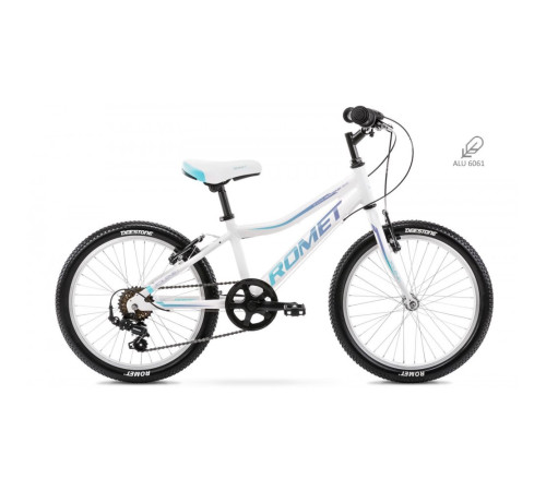 Bērnu divritenis 6 ātrumi Romet Jolene 20" Kid 1 Alumīnija rāmis 2021 white - blue