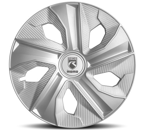 Dekoratīvās riteņu uzlikas MOMO REDS 15" MATT SILVER CARBON (4 gab.)