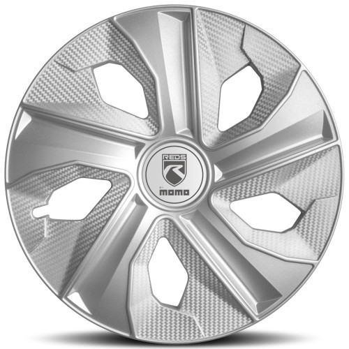 Dekoratīvās riteņu uzlikas MOMO REDS 15" MATT SILVER CARBON (4 gab.)