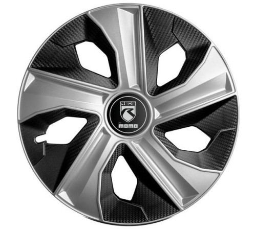 Dekoratīvās riteņu uzlikas MOMO REDS 15" MATT SILVER BLACK CARBON (4 gab.)