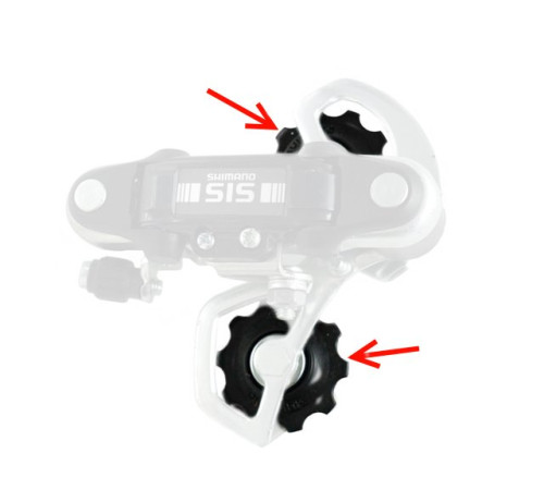 Tension and guide pulley set Shimano Tourney 7/8-speed