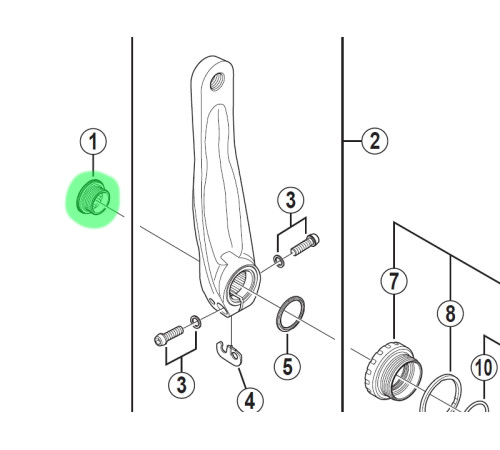 Crank arm fixing bolt Shimano FC-M582