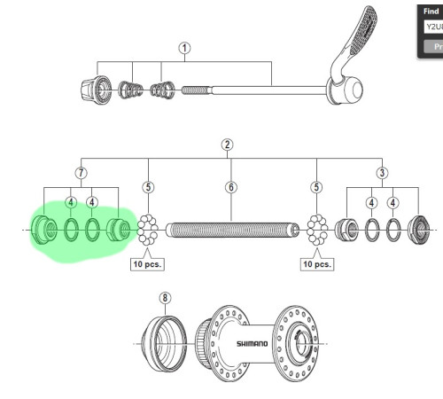 Konuss, paplāksnes un uzgrieznis Shimano HB-RM66 left