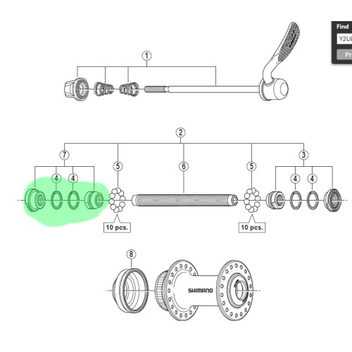 Konuss, paplāksnes un uzgrieznis Shimano HB-RM66 left