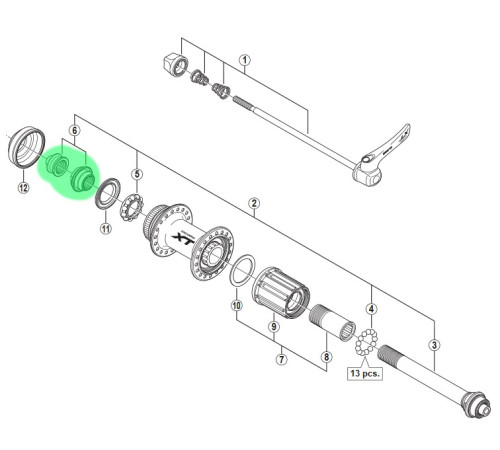 Konuss un uzgrieznis Shimano FH-M785 left with dust cover