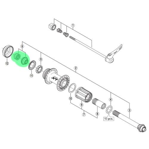 Lock nut unit Shimano FH-M785 left with dust cover