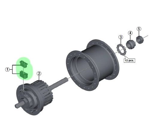 Priekšējā rumba dynamo savienojuma daļas Shimano HB-NX30