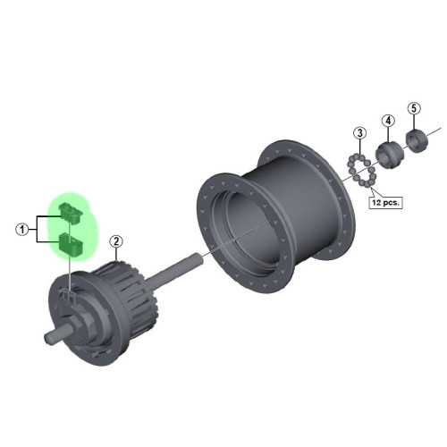 Priekšējā rumba dynamo savienojuma daļas Shimano HB-NX30