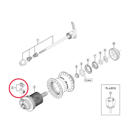 Priekšējā rumba dynamo savienojuma daļas Shimano HB-NX30