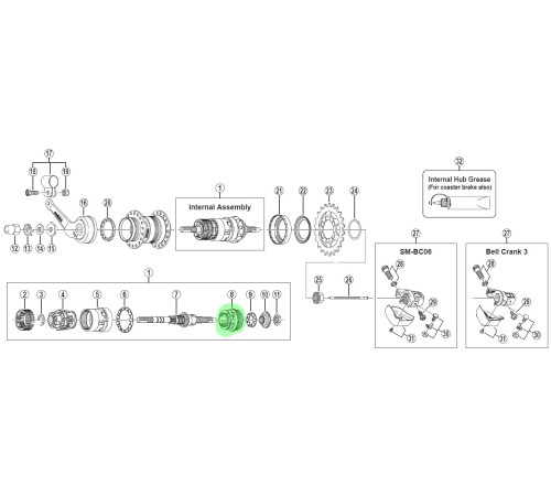 Aizmugures rumbas komponents Shimano NEXUS SG-3C40 Driver unit