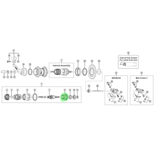 Aizmugures rumbas komponents Shimano NEXUS SG-3C40 Driver unit