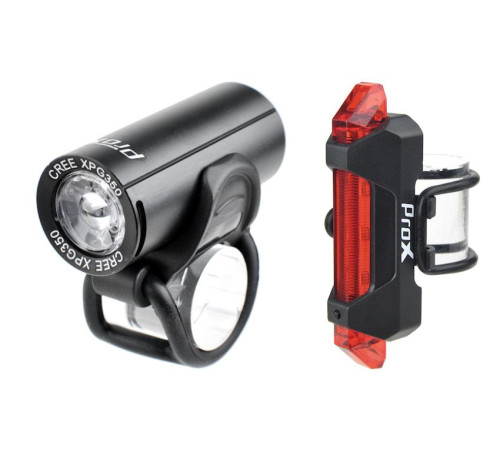 Apgaismojums komplekts ProX Pictor CREE 350Lm + 10Lm USB black