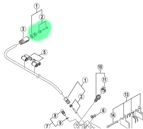 Disku bremžu šļūteņu montāžas detaļas Shimano SM-BH59 with bolt