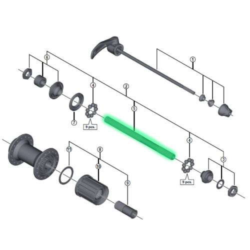 Rear hub axle Shimano FH-HG20 QR M10x146mm