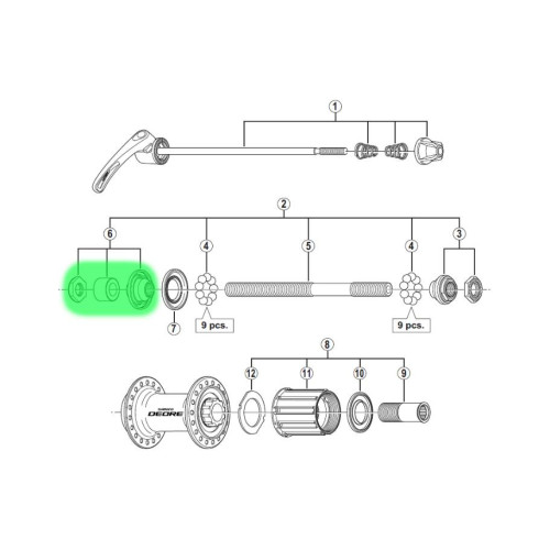 Lock nut unit Shimano HB-M590 left hand