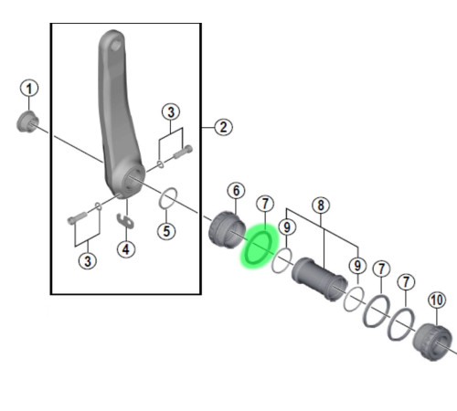 Bottom bracket spacer Shimano FC-M760 Hollowtech II 2.5mm