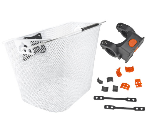 Basket front Azimut w/ plastic OVERSIZE bracket 34x25x26cm white